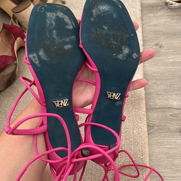 Zara magenta lace up sandals size 39 - Picture 4 of 4